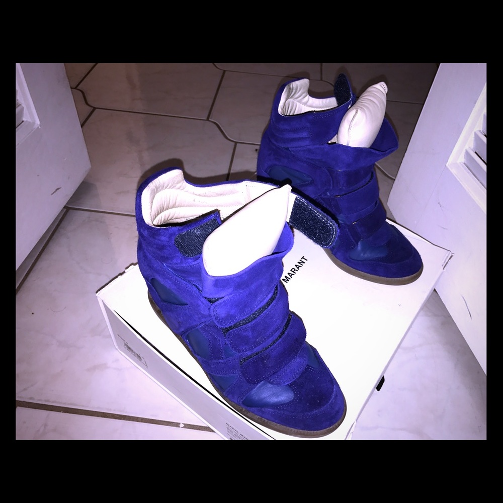 Isabel Marant leather and suede wedge sneaker